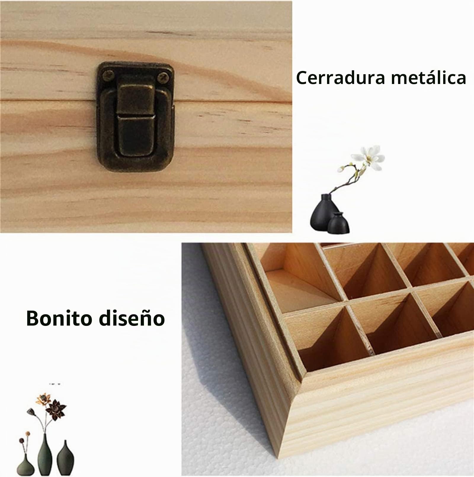 Caja de madera para aceites esenciales con 85 compartimentos - organizador ideal para aceites esenciales y fragancias