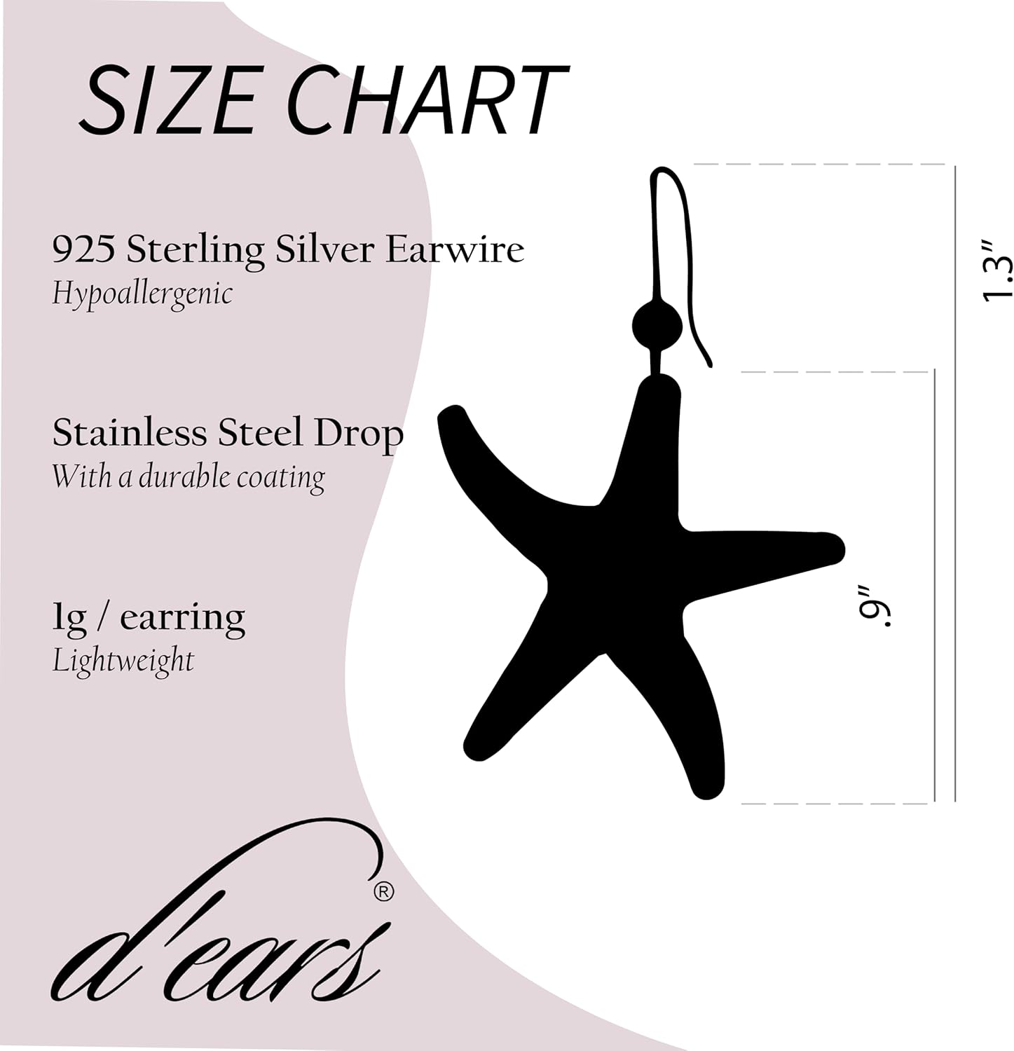 Coral Reef Starfish Earrings by d'ears Non-Tarnish Sterling Silver French Hook Ear Wire