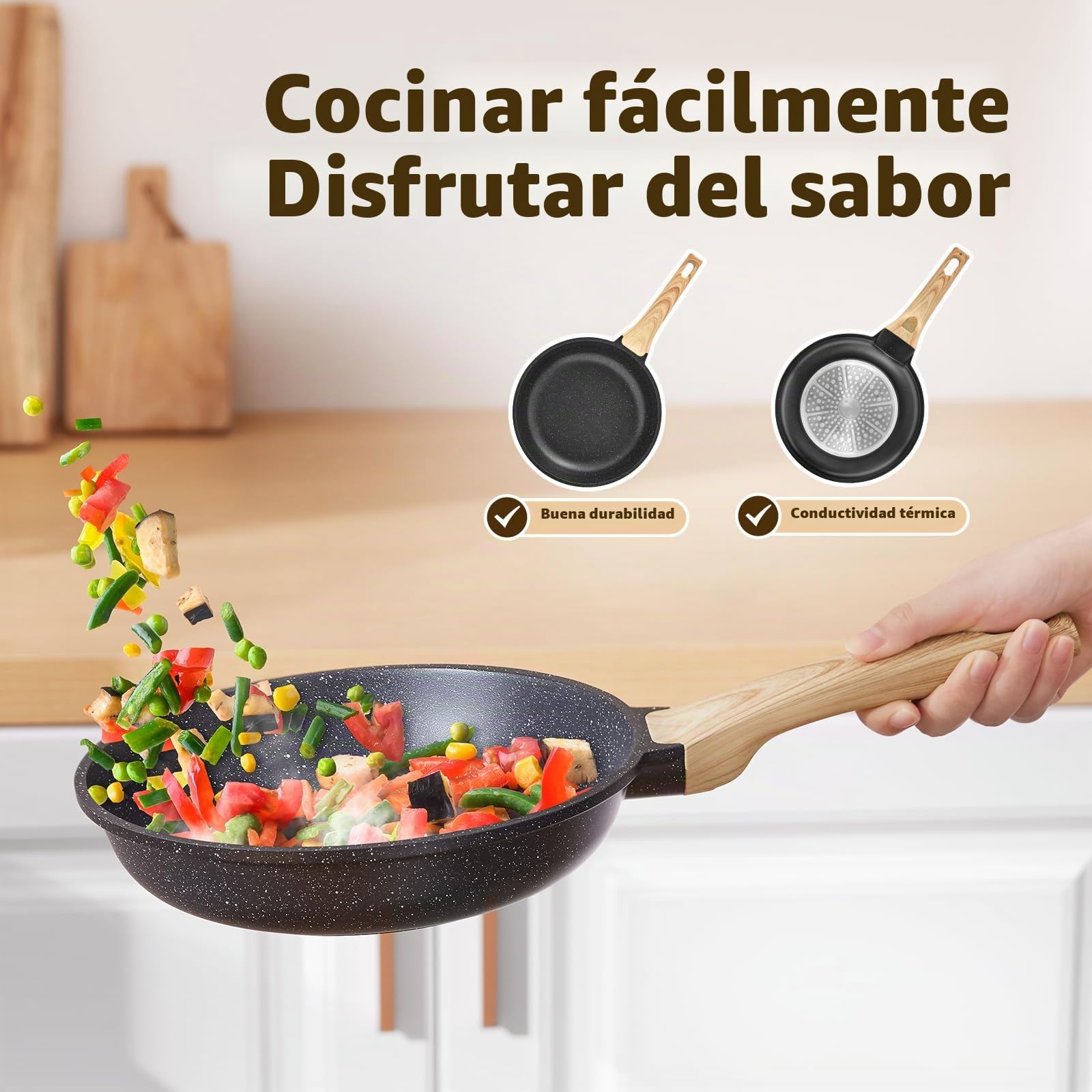 BLAZANT Juego de sartenes de inducción de 10 piezas, juego de ollas y sartenes antiadherentes, juegos de utensilios de cocina con tapas, juego de sartenes de cocina, juego de ollas para todas las
