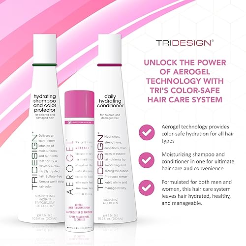 Miniatura 2 de TRI Aerogel - Spray para el cabello de 10.5 onzas, champú hidratante de 10.5 onzas y acondicionador hidratante diario de 10.5 onzas. Champú y