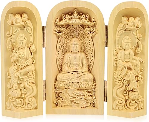 Estatua de Buda de boj Decoración de habitación Estatuas de Buda Decoración de Buda Estatuas de Madera Artesanía Estatua de Mesa Wodoen Figura Zen