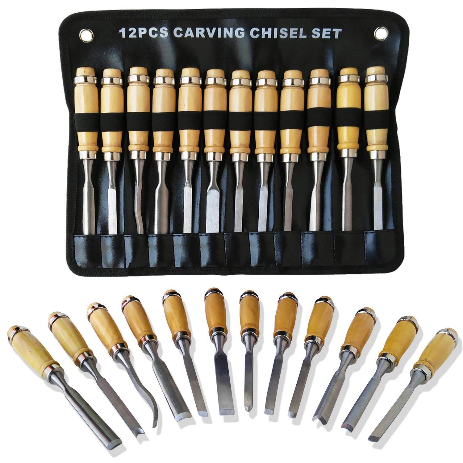 Sabahz Trading Professional Wood Carving Chisel Set - 12 Piece Sharp Woodworking Tools with Carrying Case (B08BWWX328) Amazon Price History, Amazon Price Tracker