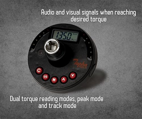 Miniatura 4 de Tools Adaptador de par de ángulo digital de 38 pulgadas, 5-99.5 ft-lbs (6.8-135 N-m) rango de par, rango de ángulo de 1-360, LED y zumbador, memoria