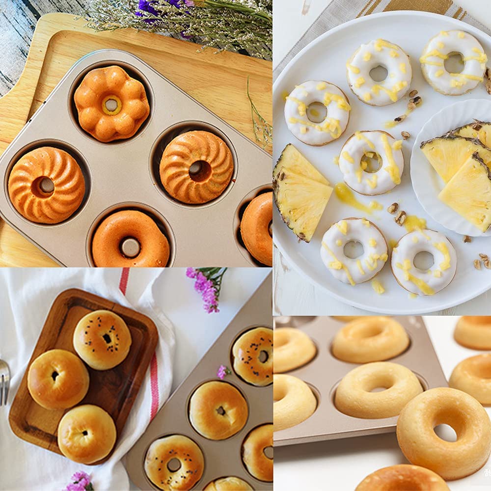 Donut-Form mit 6 Mulden, antihaftbeschichtet, Karbonstahl, Muffinform, Cupcake-Form für Donut-Muffins