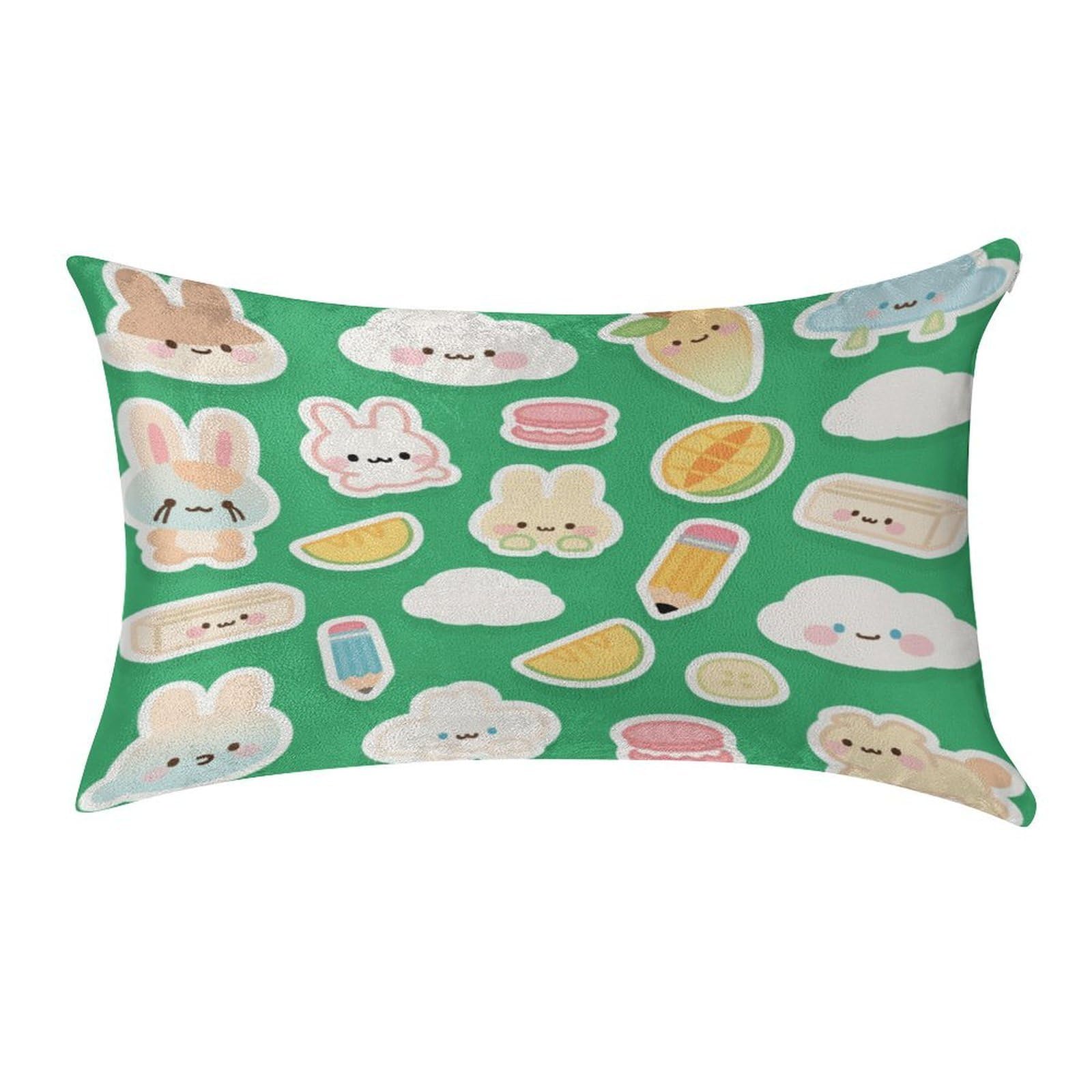 Fekiloot Style Green Bunny Fruit Pillow Covers Home Decor Pillow Cases