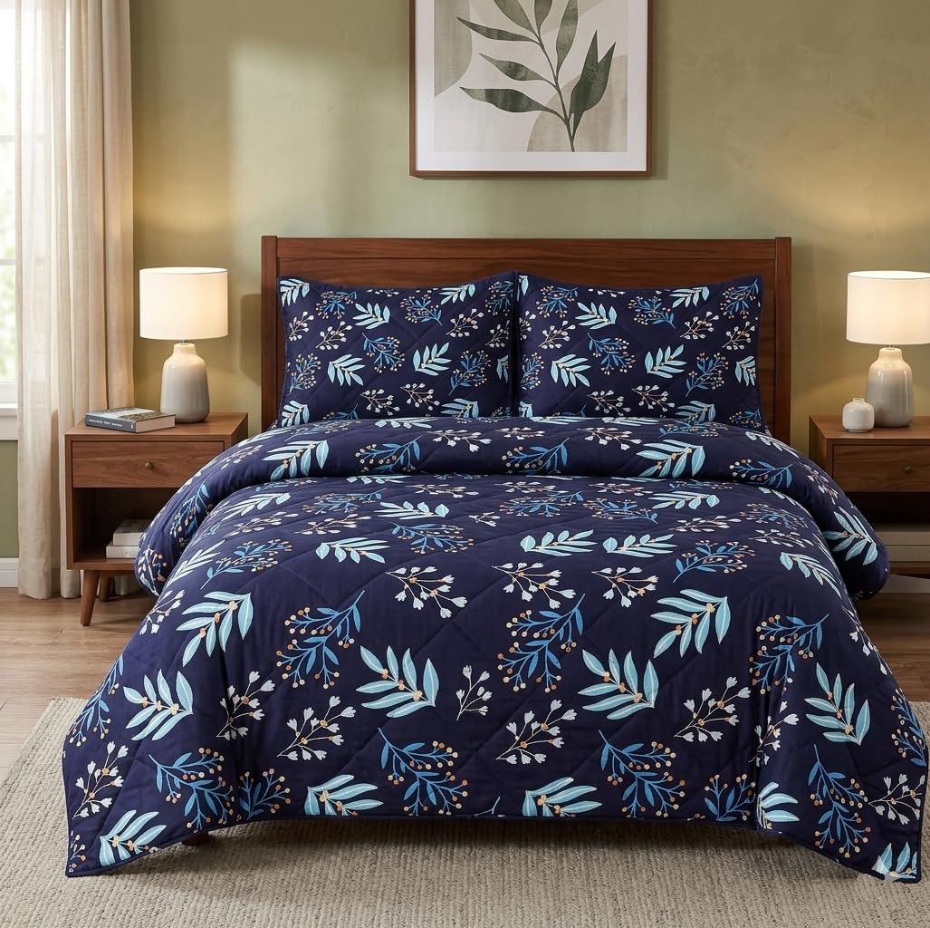 FLOATING DREAMS AC Comforter Set for Double Bed 4 Piece, Super Soft Bedding Set with Flat Bedsheet & 2 Pillow Covers, Lightweight All Season Quilt/Duvet/Dohar-image-9