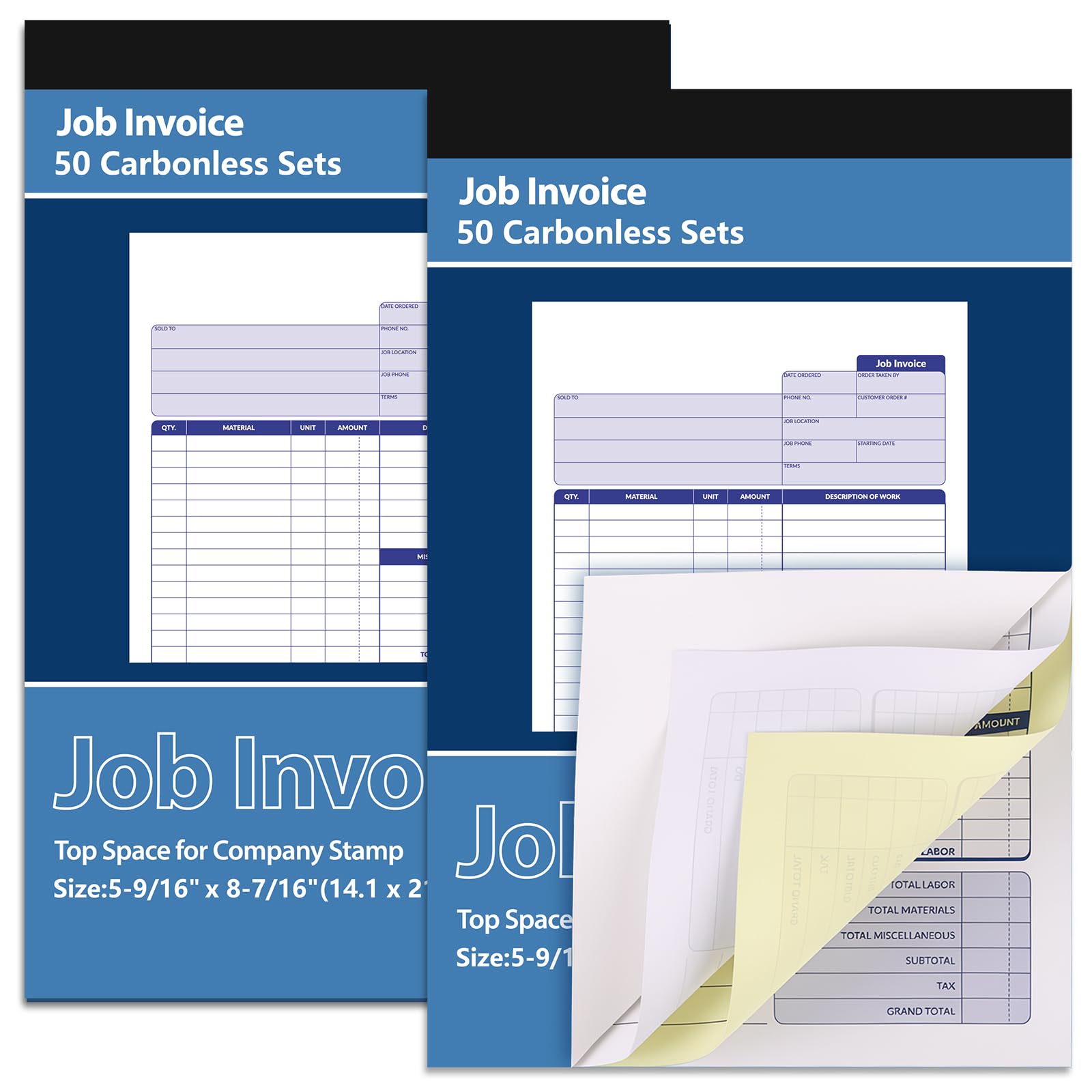 View 1 of 1 Pack Job Invoice Forms, Work Order Forms,5-9/16''x 8-7/16
