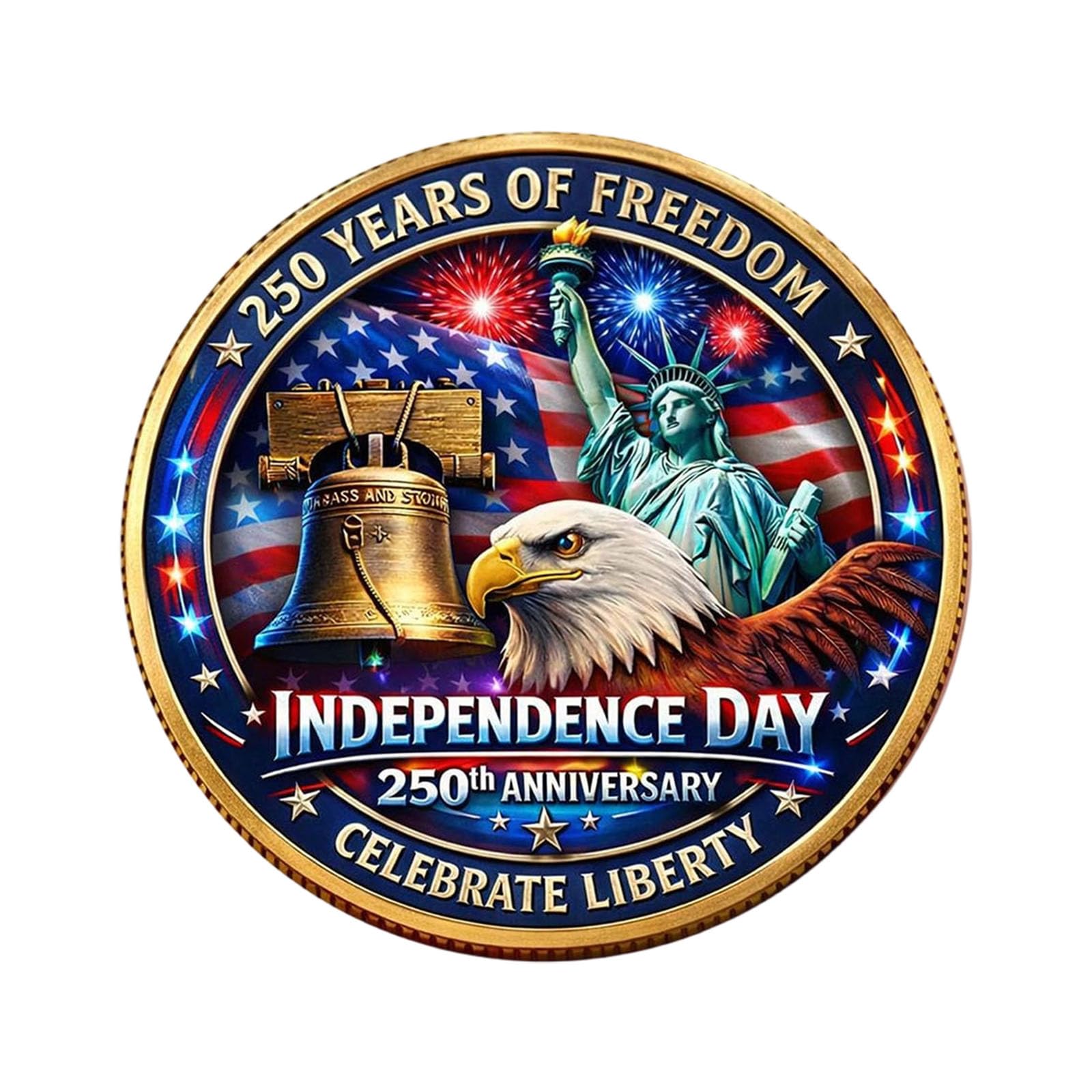 APGLSXY 250th Anniversary Coin 3D Relief Sculpture Souvenir Coin Independence Day History Enthusiasts for Patriotic Collection Gift