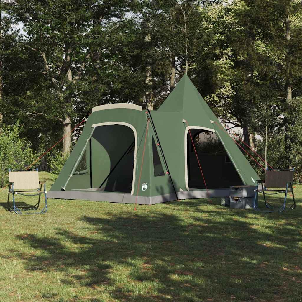 Tenda per 5 persone, verde, tenda tepee, tenda da campeggio in poliestere 185T