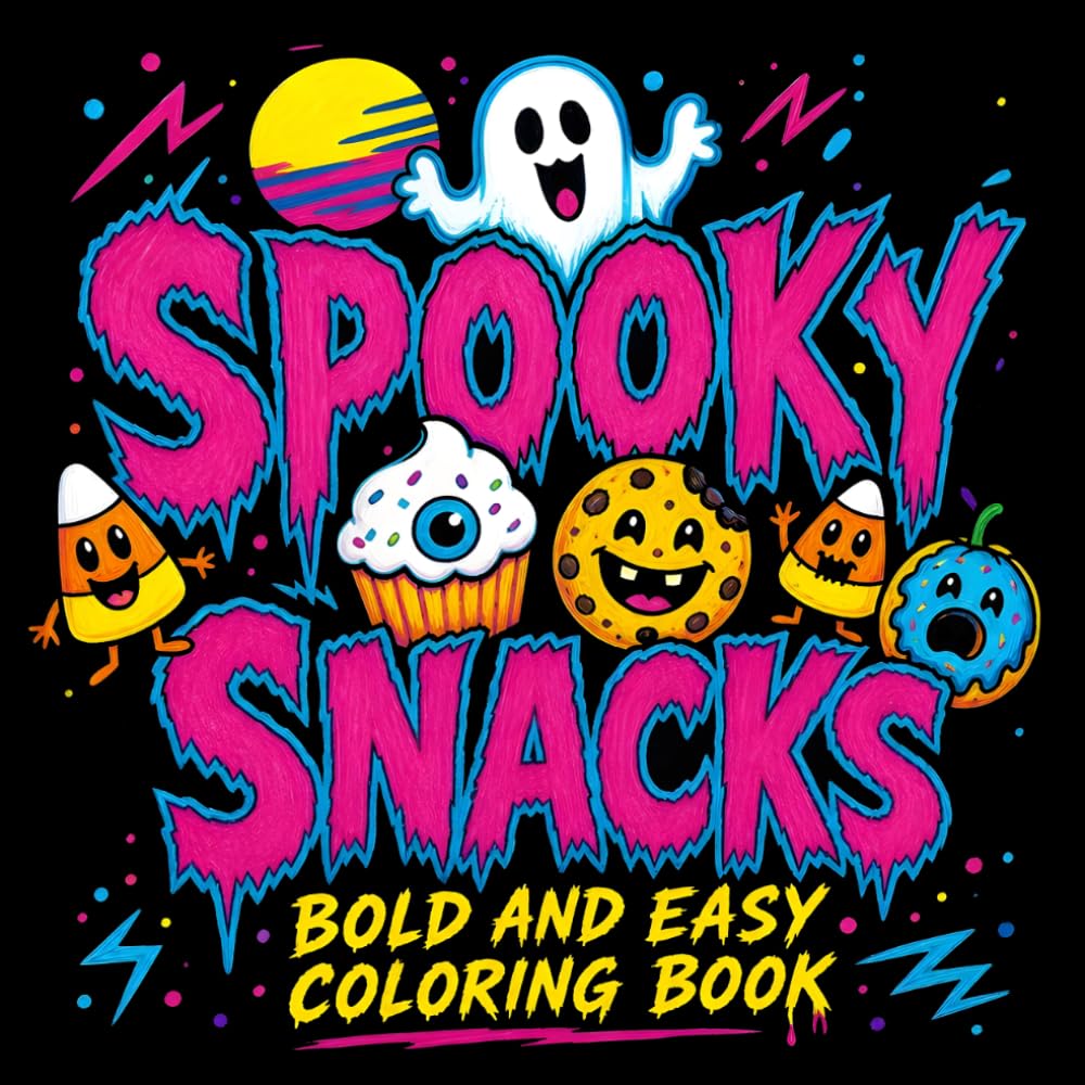 Spooky Snacks: A Bold & Easy Adult Coloring Book of Creepy Cute Treats and Mildly Horror-Themed Foods for Relaxation and Stress Relief