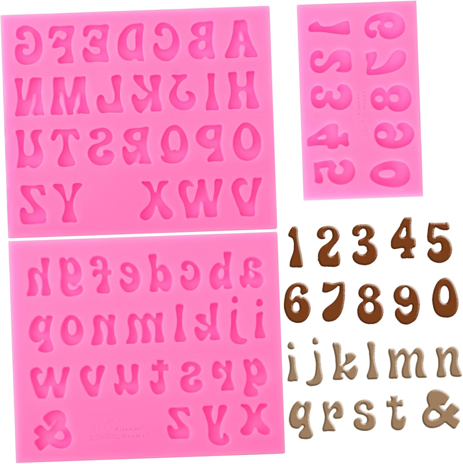 3pcs Flexible Silicone Letter Number Molds for Baking Candy Shapes Decorations