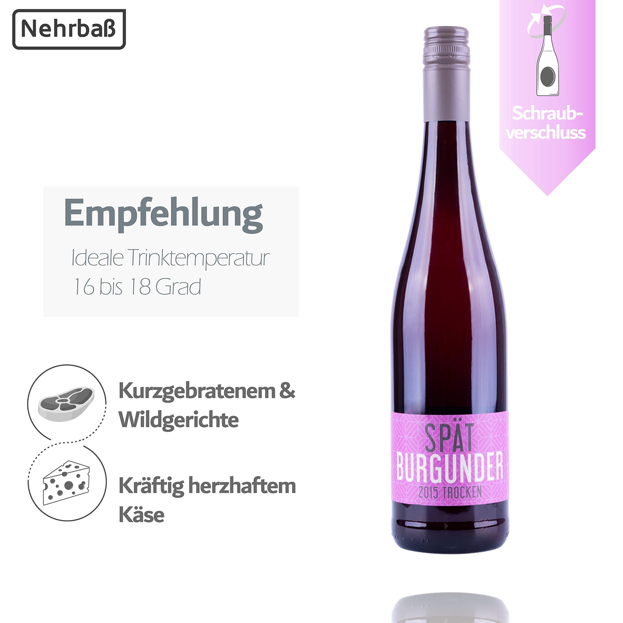 Nehrbaß - “Spätburgunder 2020” - Rotwein trocken 6 x á 0,75 Liter - Qualitätswein - Aus Deutschland (Rheinhessen) - mit Schraubverschluss