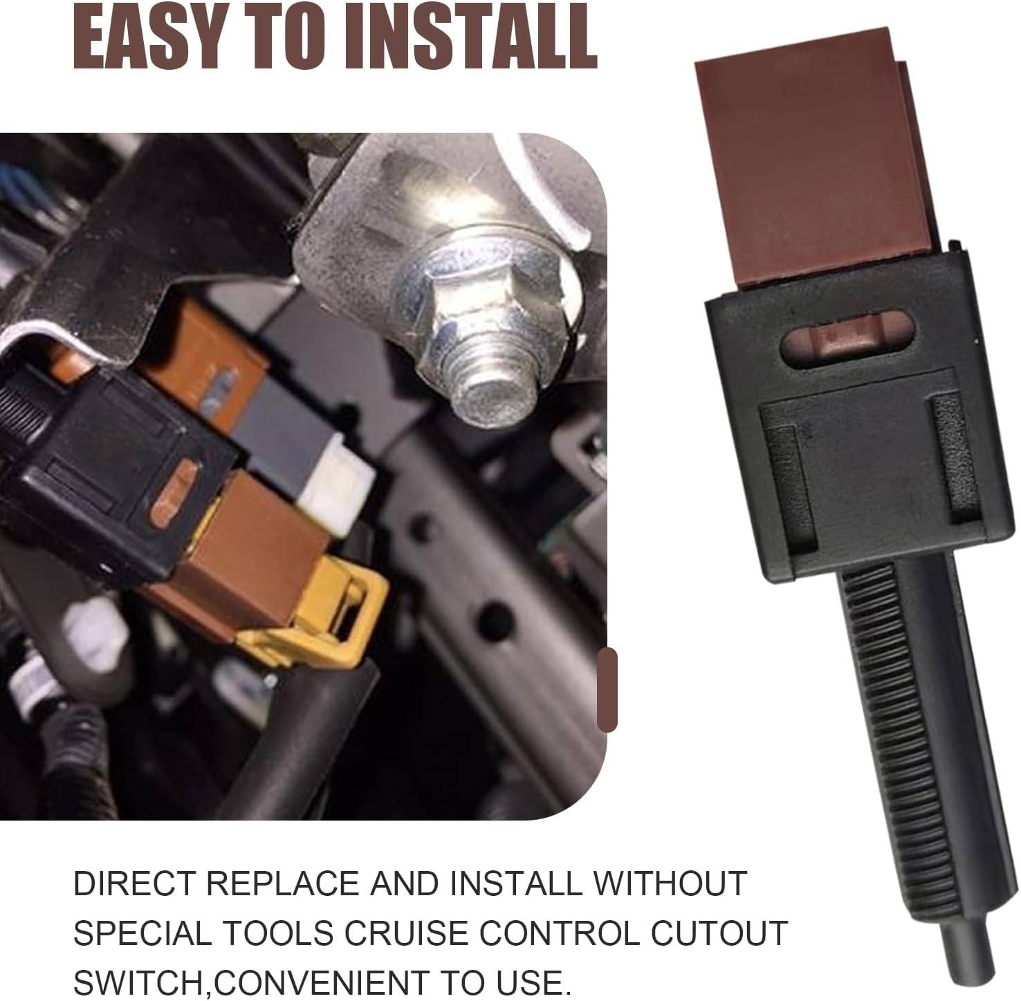 Brake Light Switch, Highly Sensitive Vehicle Brake Clutch Switch, Car Cruise Control Assembly Replacement OEM#25300-3RA0A, 25300-4M400, 25300-AT300, Compatible with Infiniti Nissan (Black)