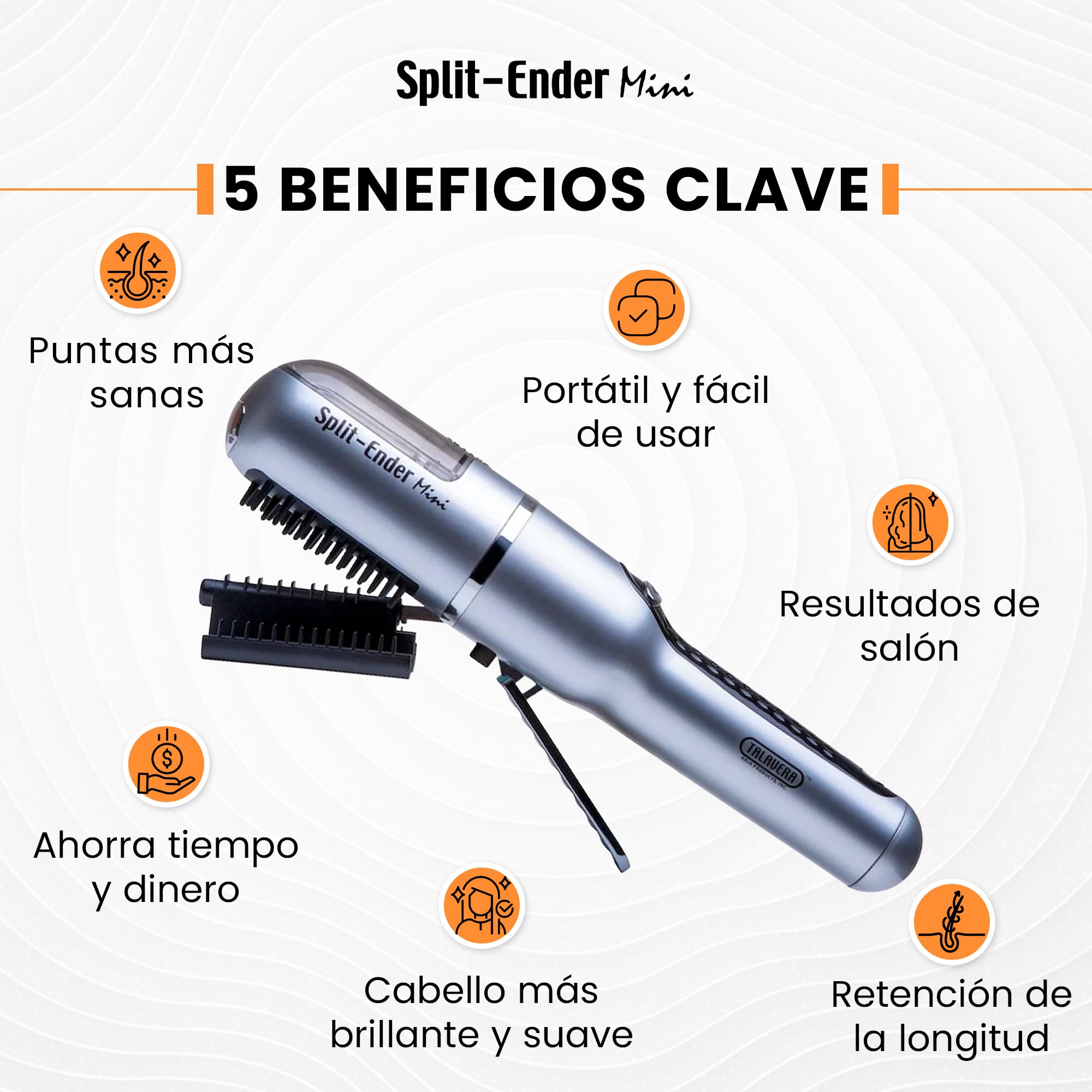 Split Ender Mini la Original - Cortapelos inalámbrico de puntas abiertas - Plateado