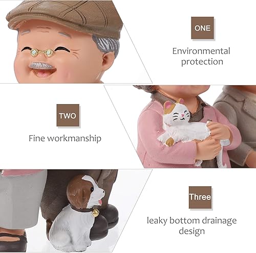 Miniatura 2 de Happyyami 1 juego de figuras de pareja de ancianos amorosos estatua de abuelos para el día de San Valentín figura de resina pequeña para marido y