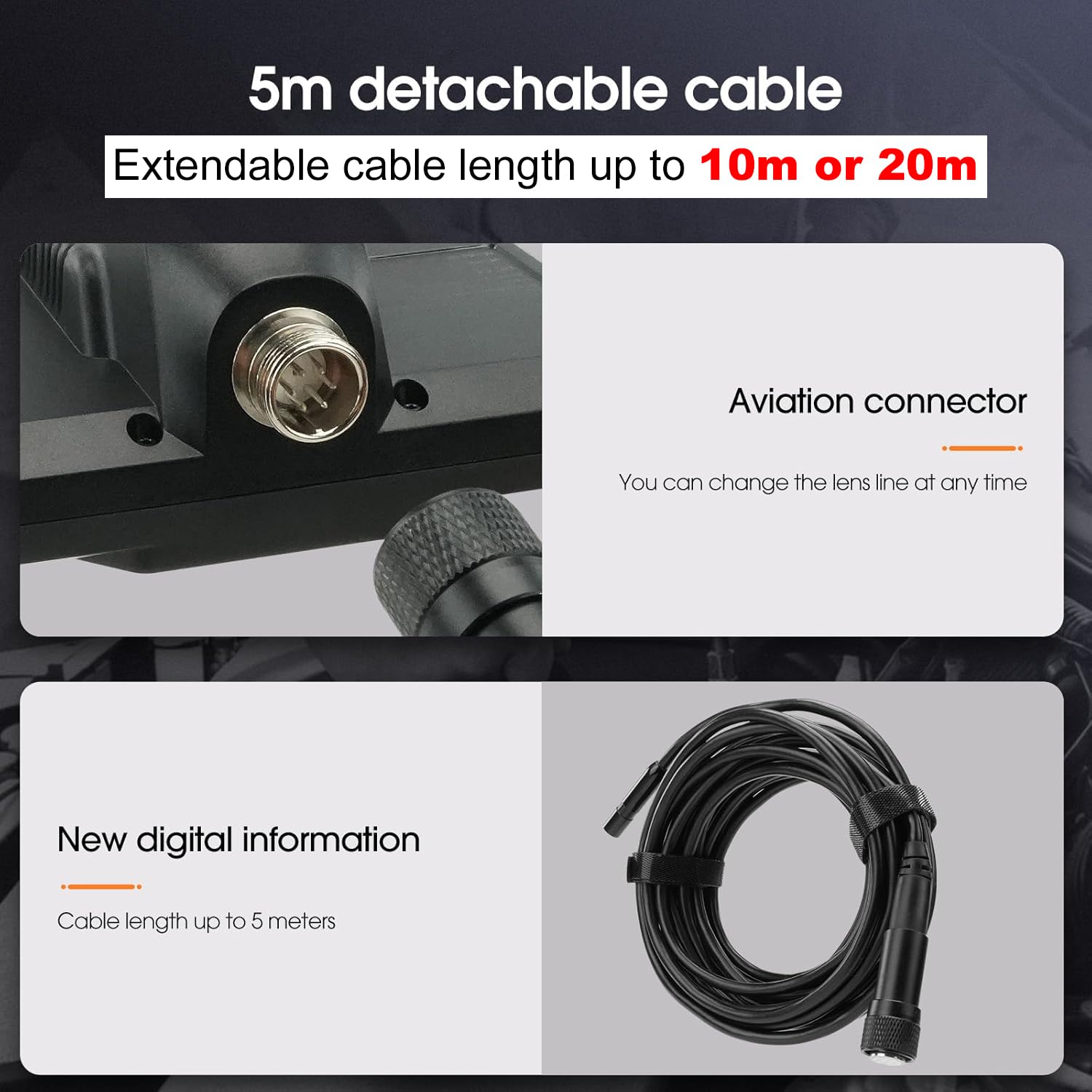 Svbony SM501 Cámara Endoscópica, Pantalla IPS 4,3'', Tarjeta 32GB, Grabación HD Y Fotos Claras, IP67 Impermeable, 8 LED, para Tuberías, Motor, Desagüe Y Hogar