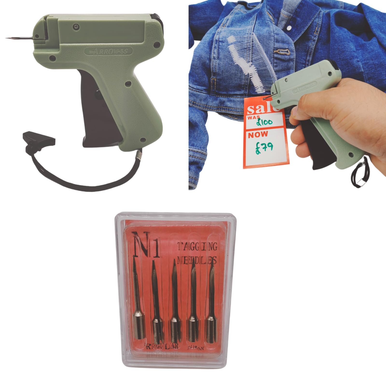 A5S Arrow Economy Tagging Gun Kit with 5X Standard Needle for Tagging Gun Pack