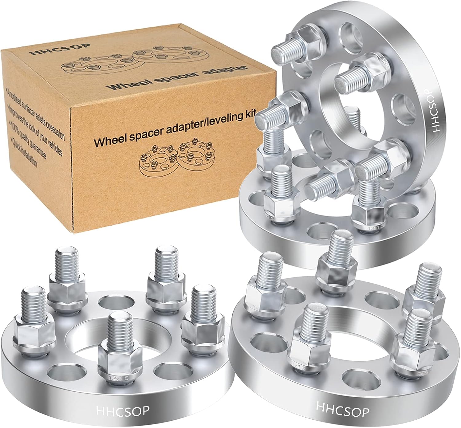 Set Of 4 Wheel Adapters – Converts 5x120 (5x4.75) To 5x114.3 (5x4.5), 1.25" Thick, 12x1.5 Studs, Black
