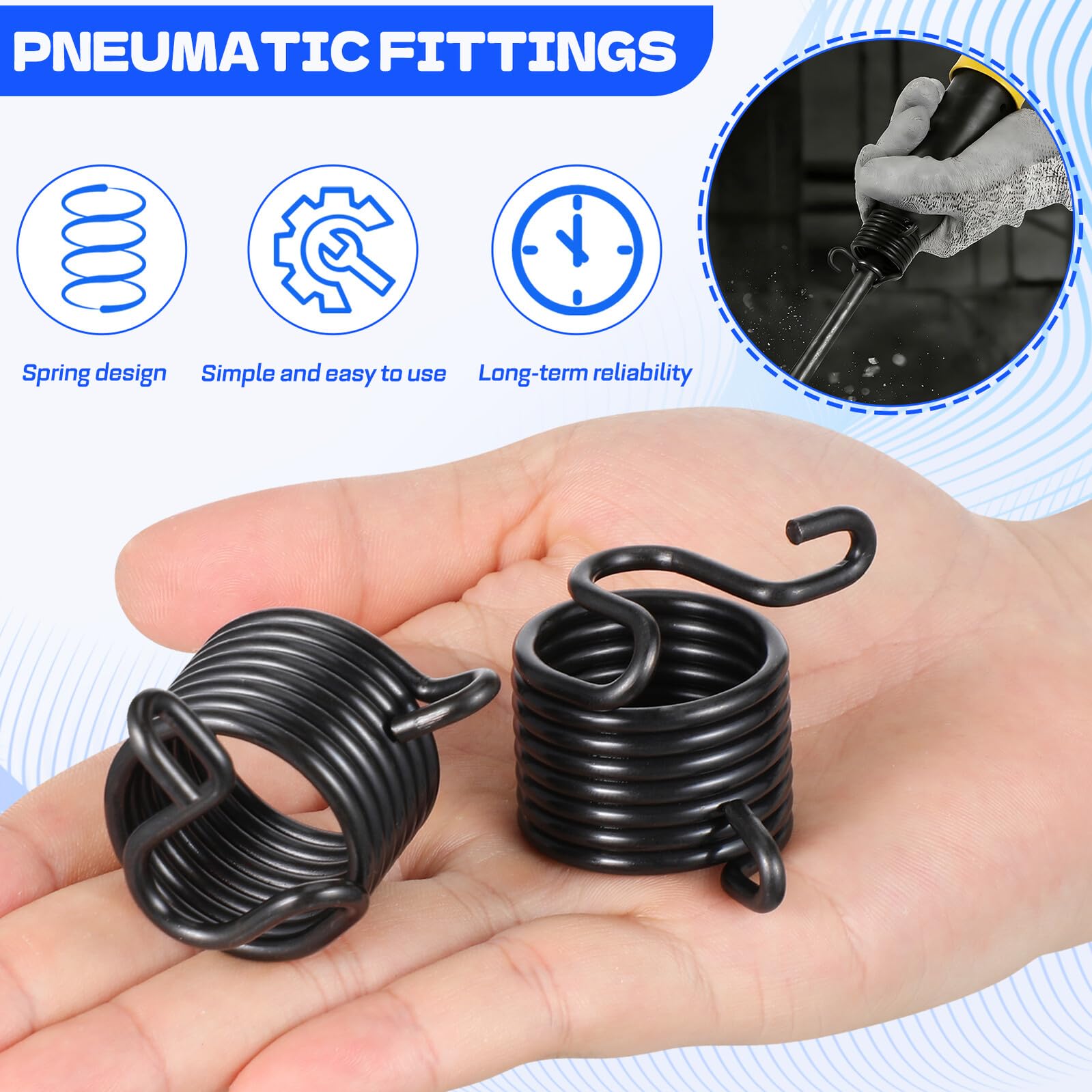 Amosfun Ressorts de Burin Pneumatiques Ressort de Retenue Fiable 6pcs en Alliage Noir pour Outils Pneumatiques, pour Creuser Différents Environnements