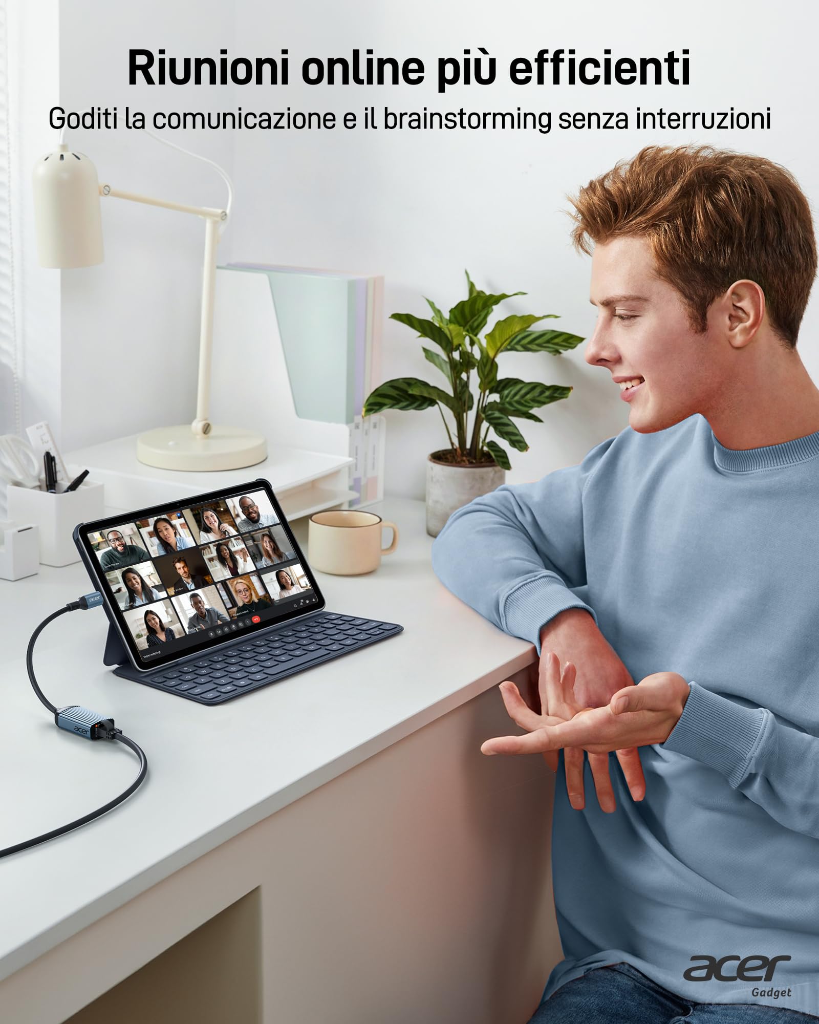 Acer Adattatore USB C a Ethernet 1000Mbps RJ45 LAN Thunderbolt 4 Compatibile iPhone 15/16 iPad Pro Air Galaxy Steam Deck