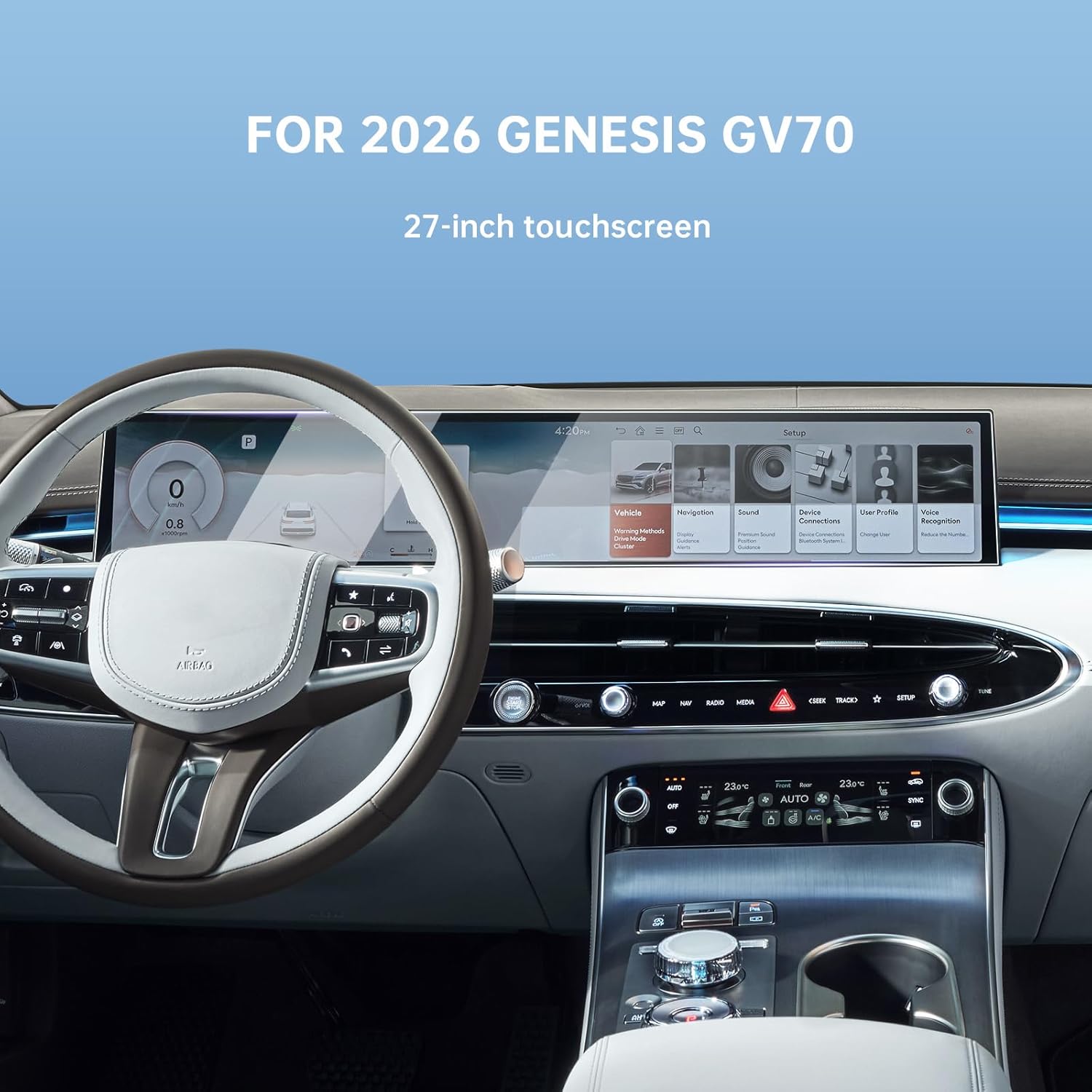 LUWU 2026 GV70 Screen Protector Compatible with 2026 Genesis GV70 Accessories 2026 Genesis GV70 2.5T/3.5T Sport Screen Protector 2026 Genesis GV70 Nano Touchscreen 27-Inch 2PCS