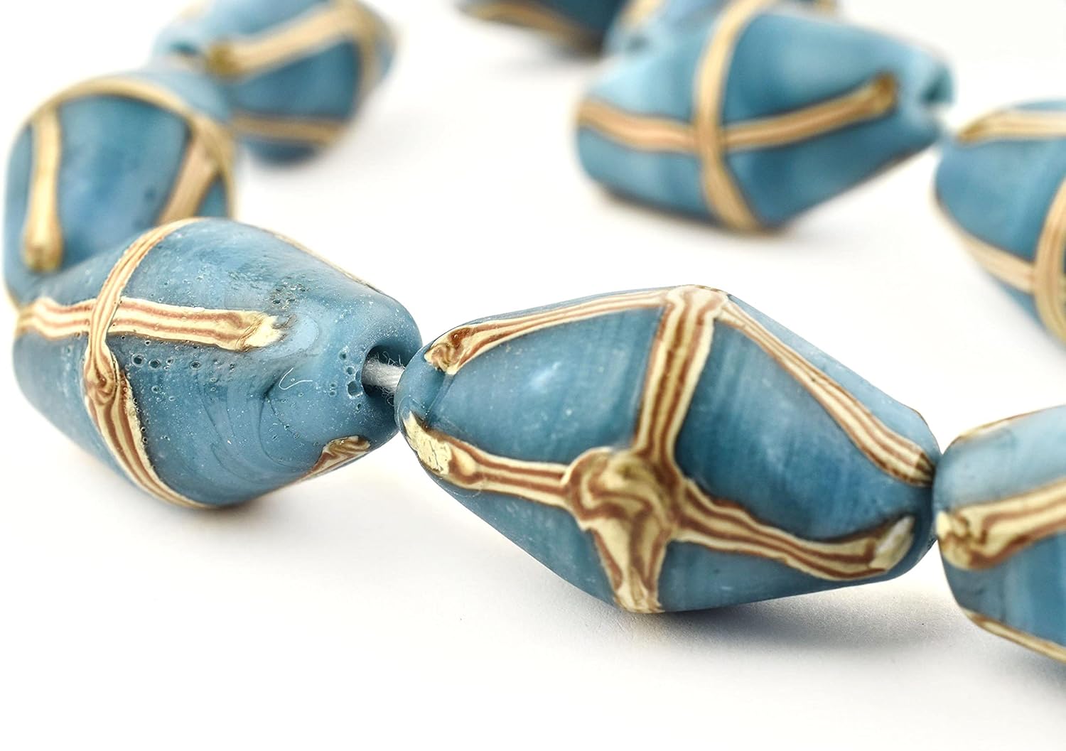 The Bead Chest Java French Cross Beads: Indonesian Glass Trade Beads for DIY Jewelry Making (Turquoise)