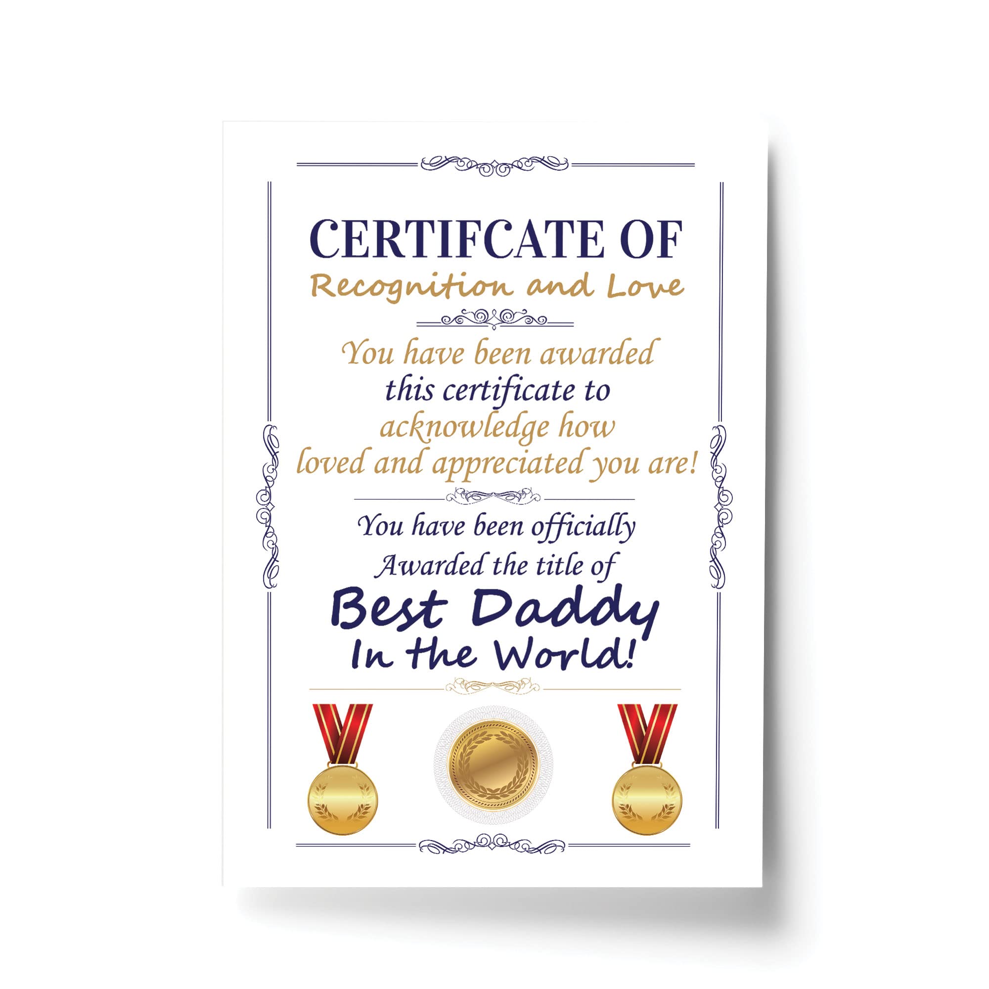 RED OCEAN Novelty Certificate Fathers Day Gift For Him Funny Birthday Gift For Dad Daddy Keepsake