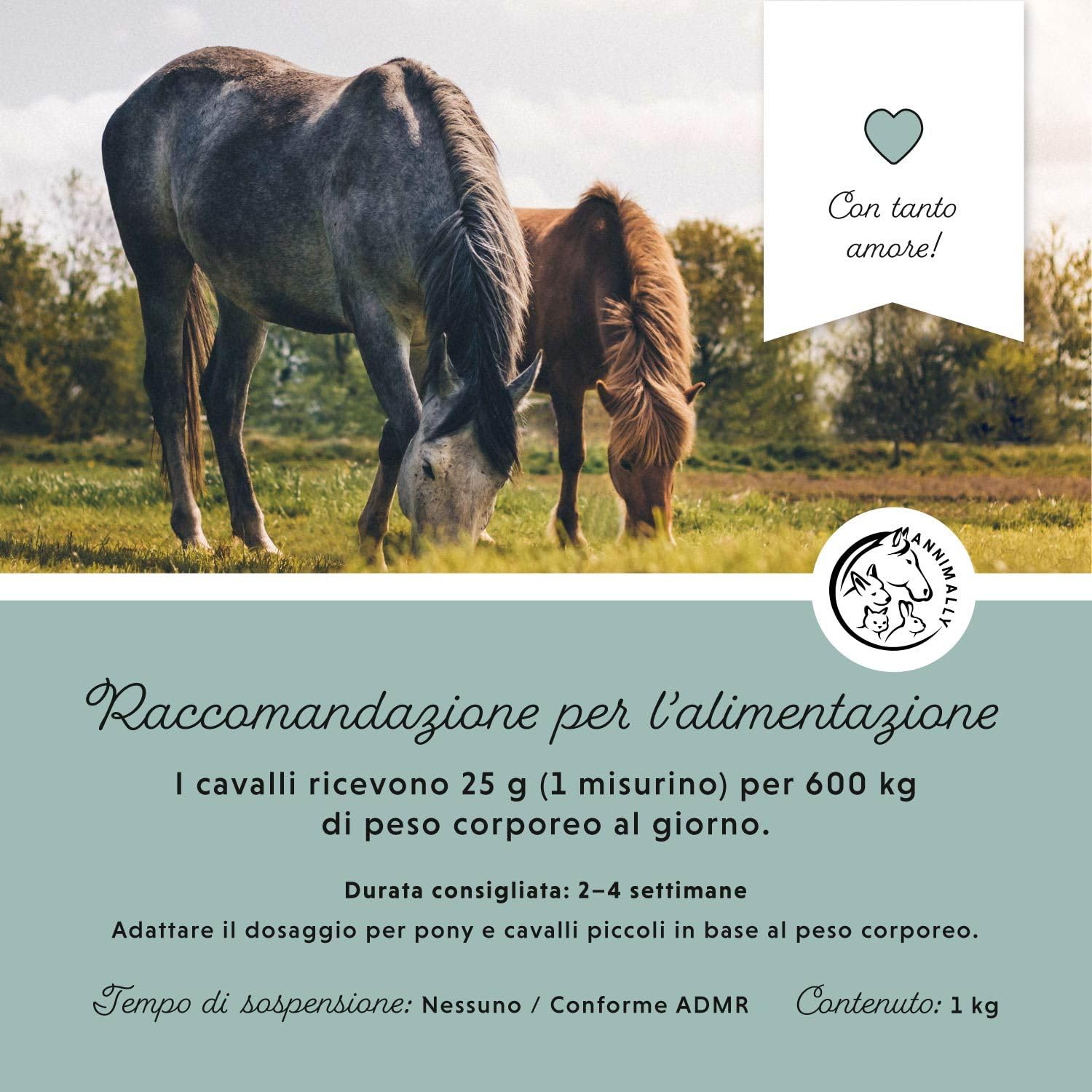 Annimally Pellet di Magnesio per Cavalli 1 kg - Acetato di Magnesio e Ossido di Magnesio per la Massima biodisponibilità