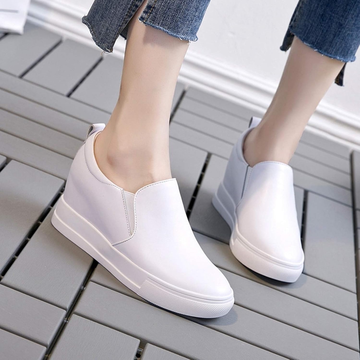 [XYZL] 小さいサイズ スリッポン インヒール 厚底 レディース スニーカー 大きいサイズ メッシュ 紐な し インヒールスニー