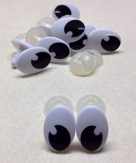 celloexpress Pack of 5 Pairs - Comic Eyes with Plastic Backs - 23mm x 16mm - Safety Eyes for Soft Toy or Teddy Bear Making