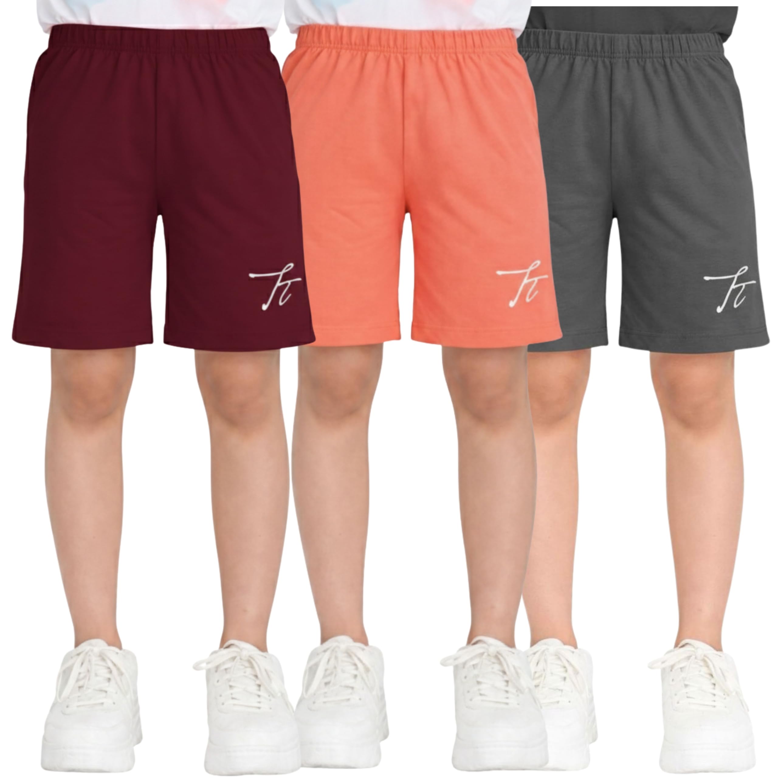 TotzTouch Shorts for Kids Girls Pack of 3 | Summer Cotton Shorts| Kids Casual Cycling Shorts