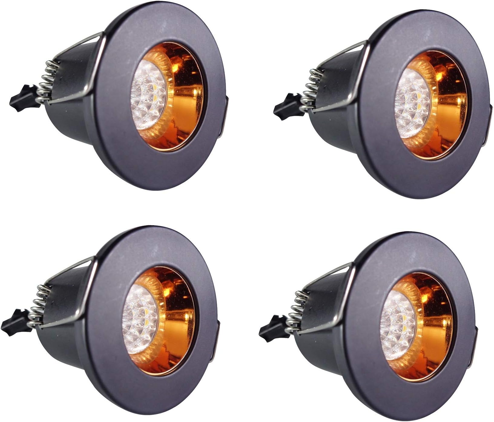 Mufasa Black Body LED Ceiling COB Spot, Focus, Down Ceiling Light, Round, Ceiling Pop Light 3.5cm Diameter (Warm White) (Pack of 4) (3 Watt)(Aluminium)