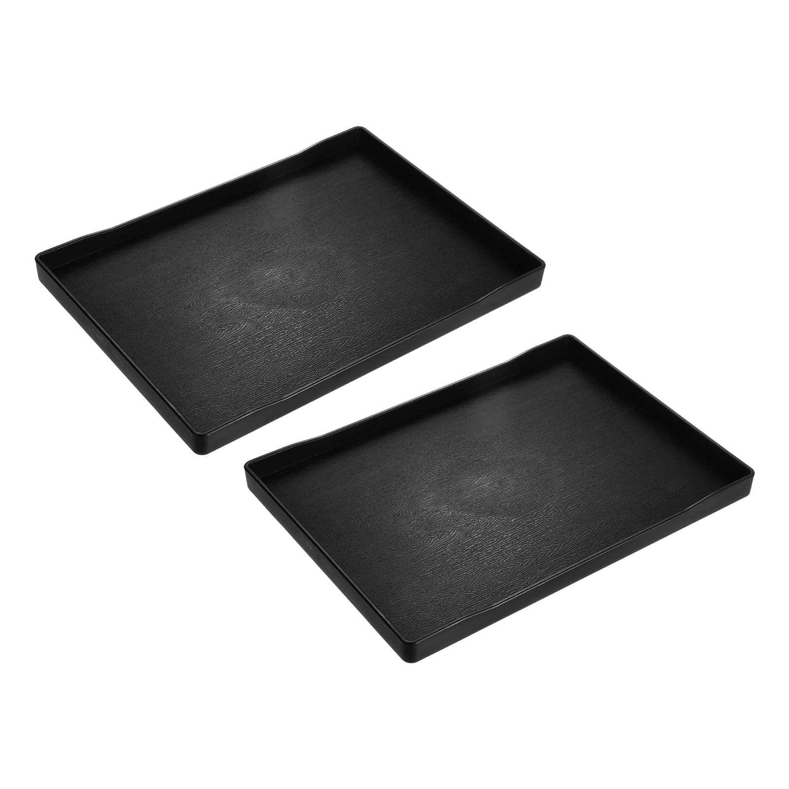 uxcell 2Pcs Serving Tray Small Black Mini Tray 6" x 9" Plastic Rectangular Wooden Serving Trays Decorative Ottoman Platter for Breakfast Kitchen Bathroom