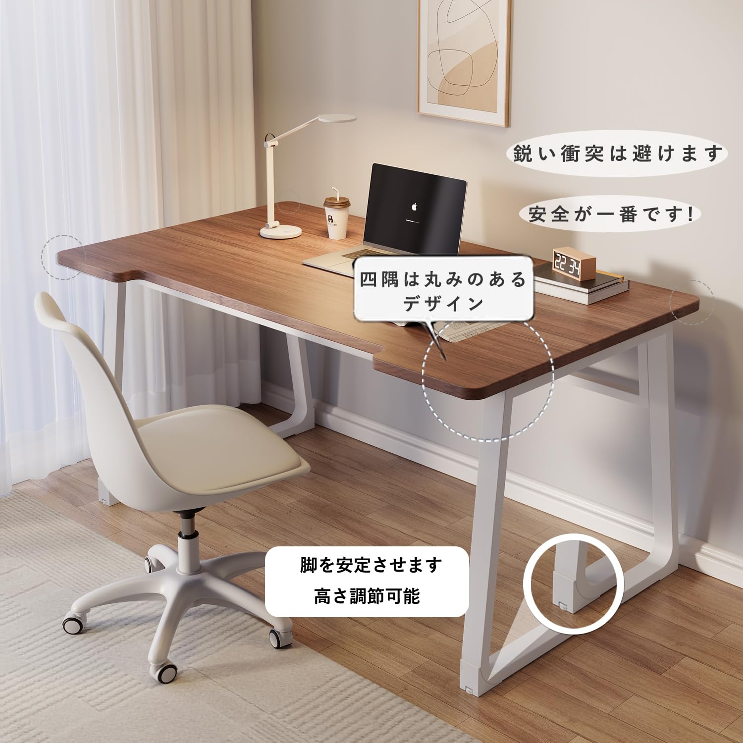 Amazon | PQNLXLN 北欧 U型 デスク パソコンデスク 幅80cm 幅100cm 