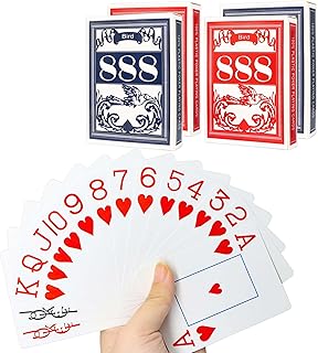 4PCS Plastic Playing Cards Jumbo Index Waterproof Fits Bridge Poker, Go Fish, Poker, Blackjack, Hearts Card Games for Pool Beach Water (2 PCS Blue+2 PCS RED)