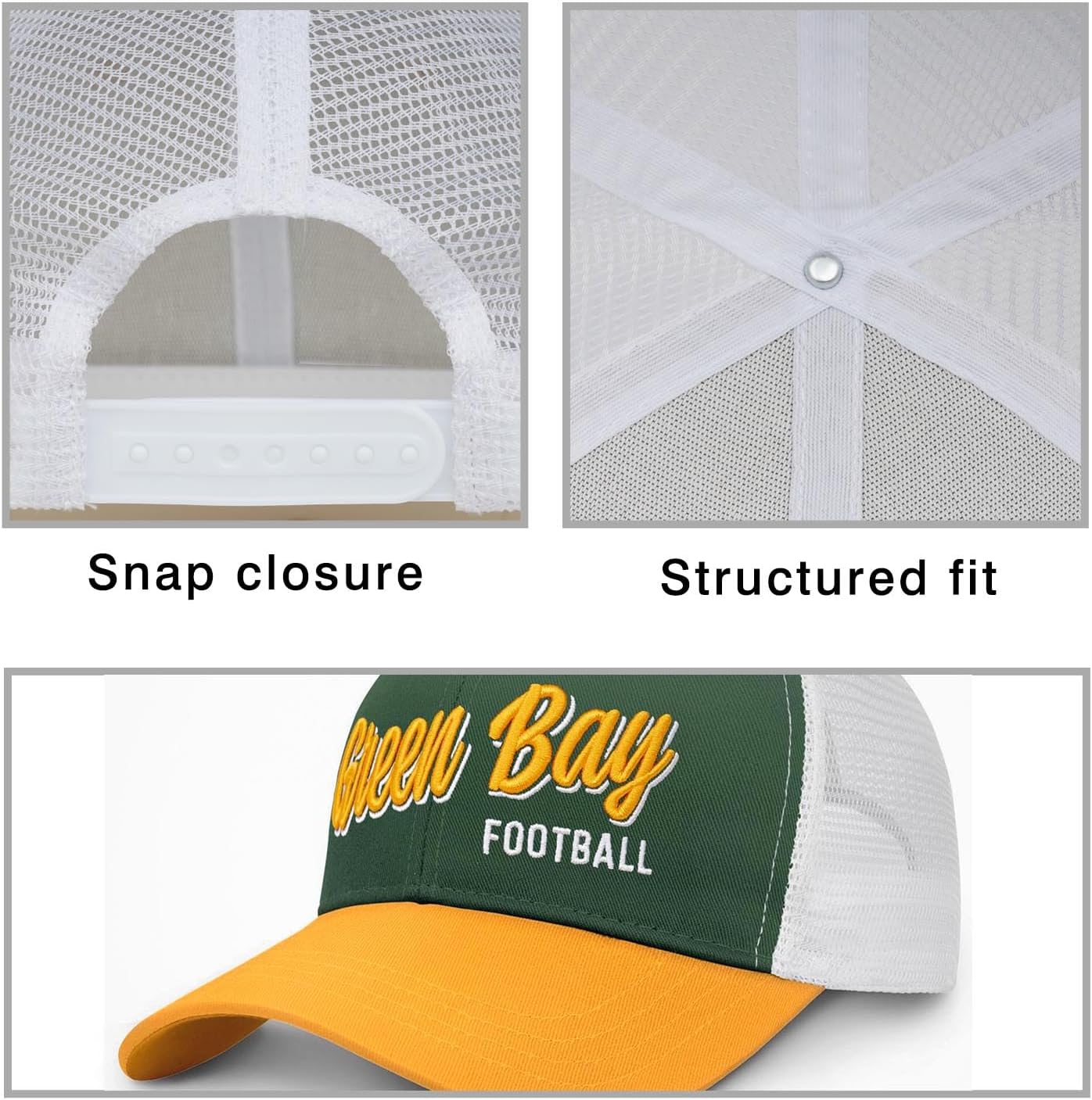 Football Team Mesh Baseball Cap, Embroidered Sports Fan Baseball Caps for Men Women, Football Hat Gifts Merch Gear Suff - Image 4