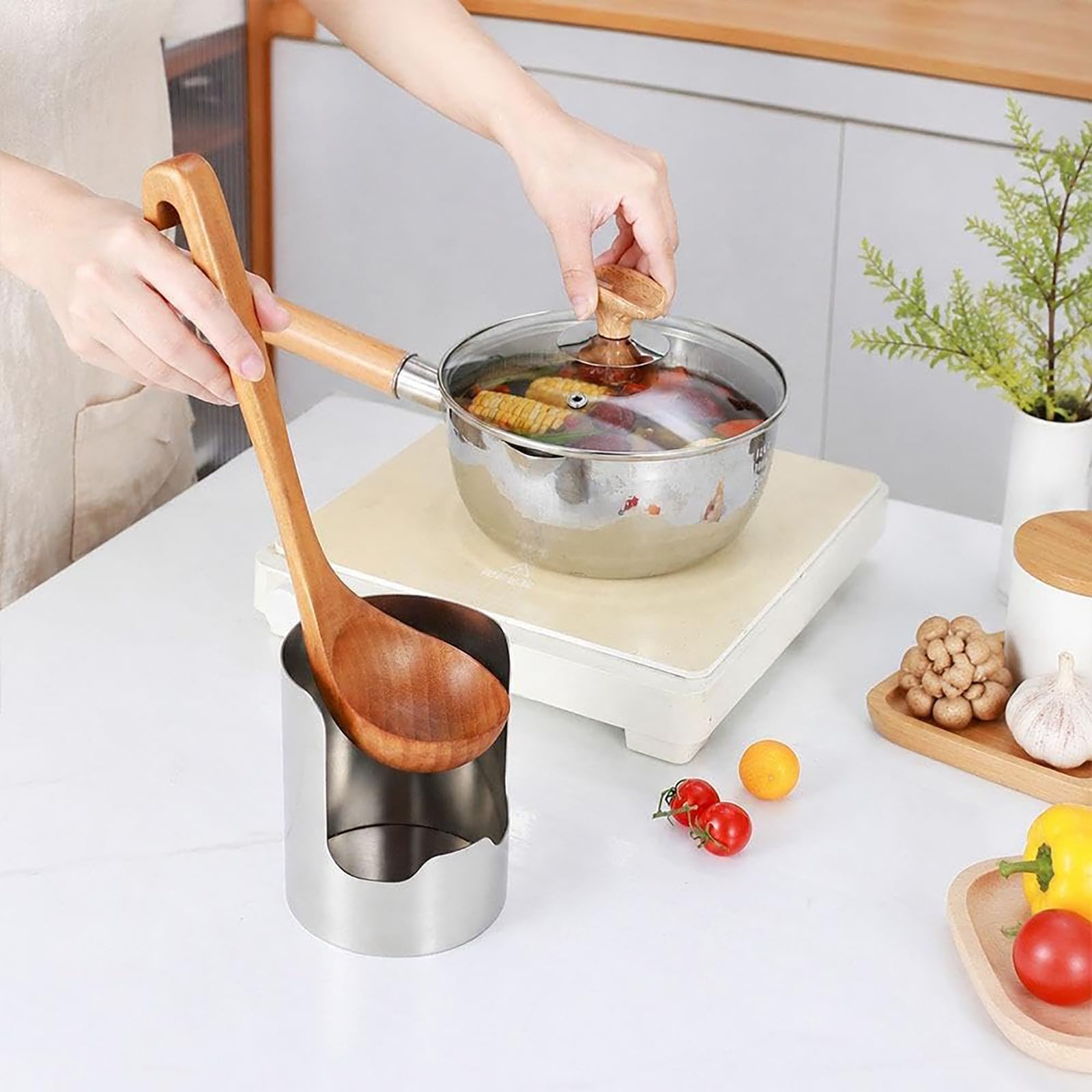 Robuster Küchenhelfer-Organizer aus Edelstahl, Küchenutensilienhalter aus Edelstahl – für Pfannenwender, Schöpfkellen, Schneidebretter & Topfdeckel; platzsparender Organizer (2pcs)