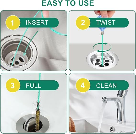 35 Inch Drain Snake Sink Unblocker Tool (5 Pack) – Heavy Duty Flexible Metal Drain Unblocker with Reinforced Micro Hooks for Unblocking Bathroom Sink, Shower, Bathtub Hair Clogs