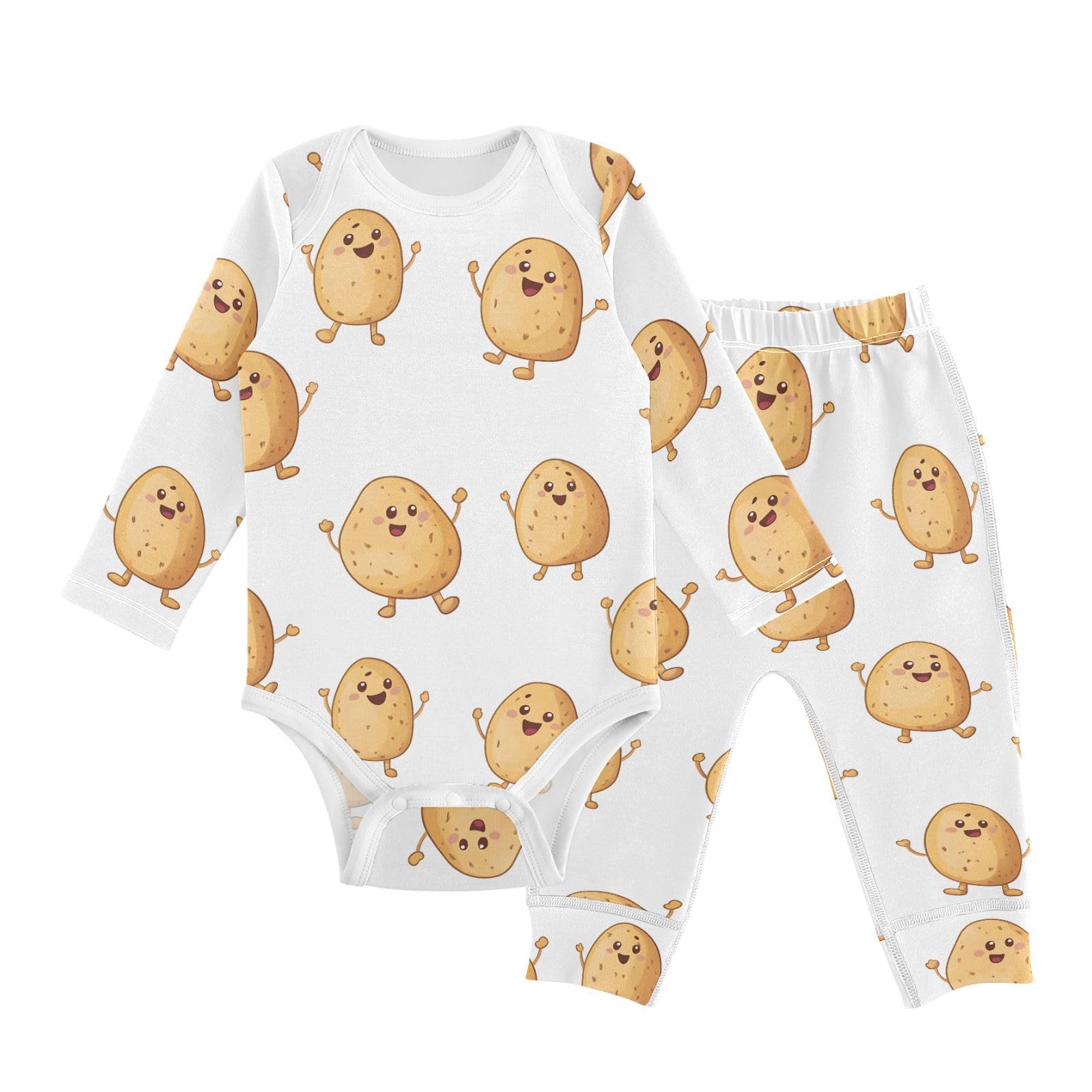 vvfelixl Baby Bodysuits Pants Sets Waving Potato Baby Long Sleeve Clothes for Boys Girls 0-3M