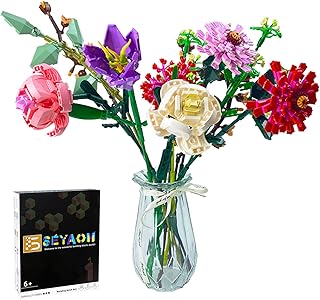 Seyaom Flowers Bouquet Sets Compatible with Lego, Artificial Flowers Building Kits for Gifts, DIY Bouquet Building Bricks Toy for Adults/Teens(1237PCS)