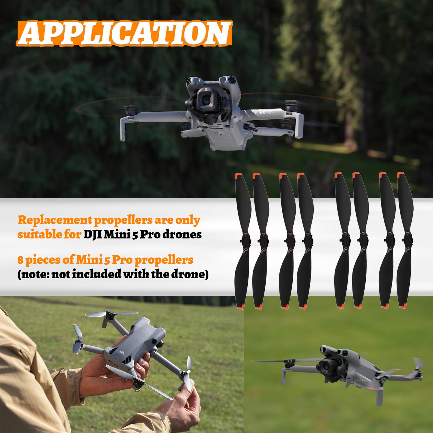 8Pezzi Eliche per DJI Mini 5 Pro Drone, Basso Rumore & Stabile Eliche, Drone Eliche di Ricambio