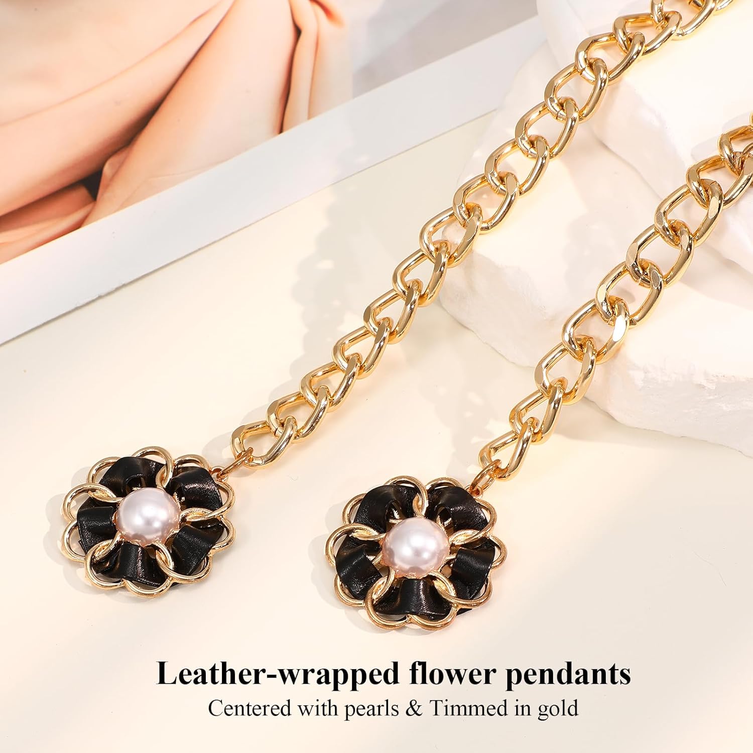 SUOSDEY Leather Chain Belts for Women Waist Chain Belts for Jeans Pants Dresses - Image 3