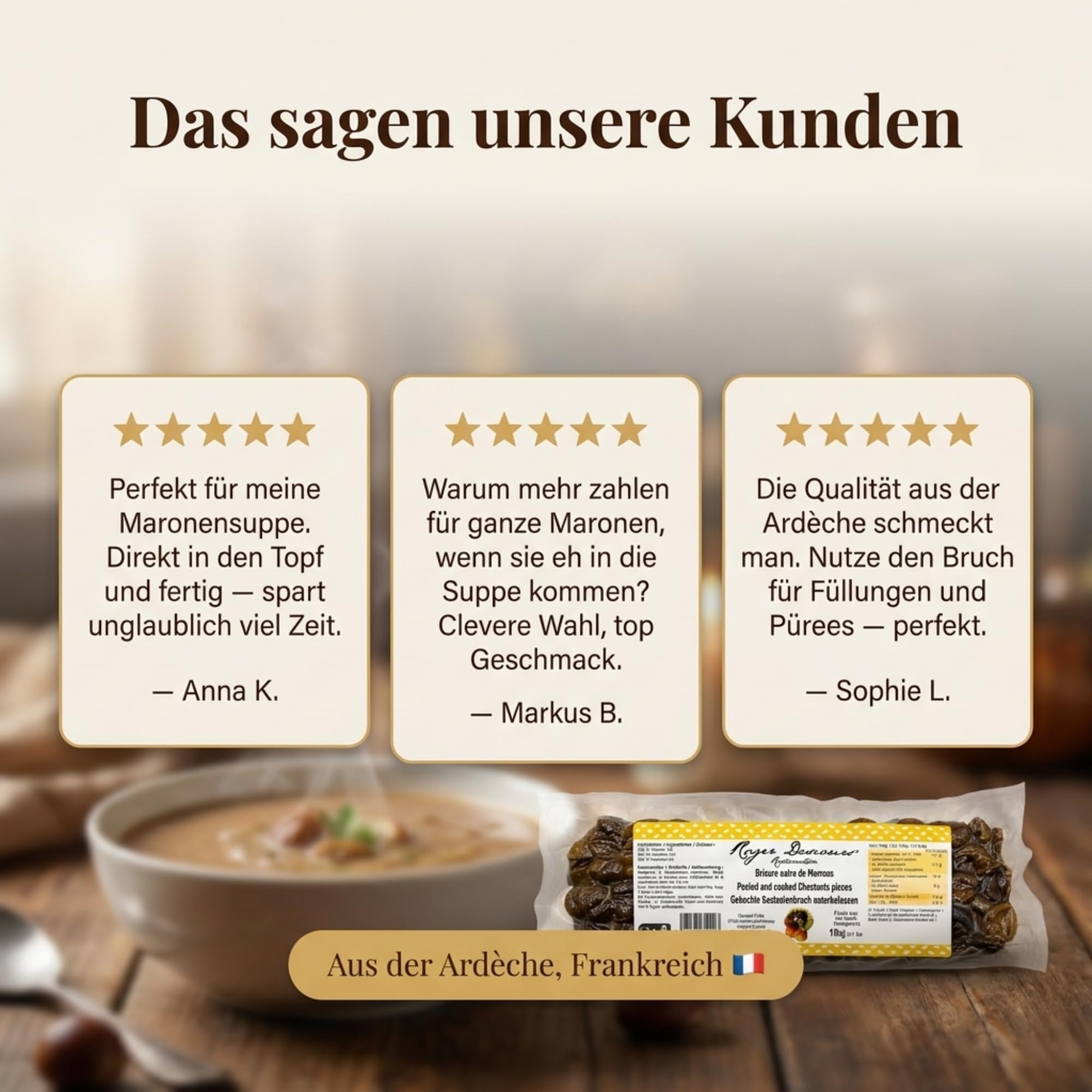 Gekochte Maronenbruch Edelkastanien 1kg – Geschält, Essfertig & Natürlich | Perfekt als Beilage und für Suppen, Füllungen & Desserts – Ohne Zusatzstoffe, Lange Haltbarkeit