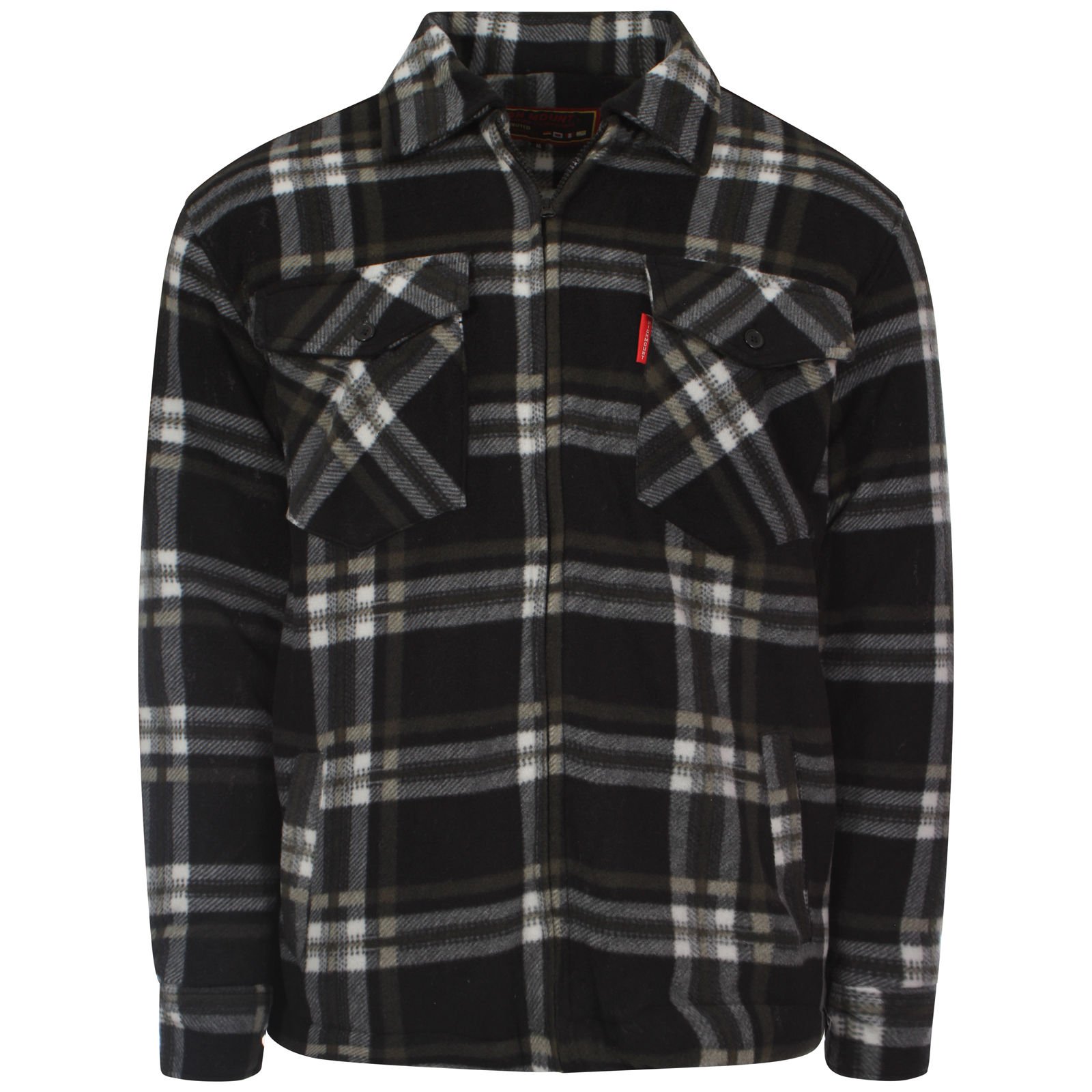 High Mountain New Men's Fleece Sherpa Lined Lumberjack Padded Check Shirts (Medium, Black/White Check)