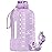 AQUAFIT 1 Gallon Water Bottle with Time Marker - Straw & Chug Lid - BPA Free Gym Water Bottle with Straw - Big Gallon Jug (Purple Haze, 128 oz - 2in1 Lid)