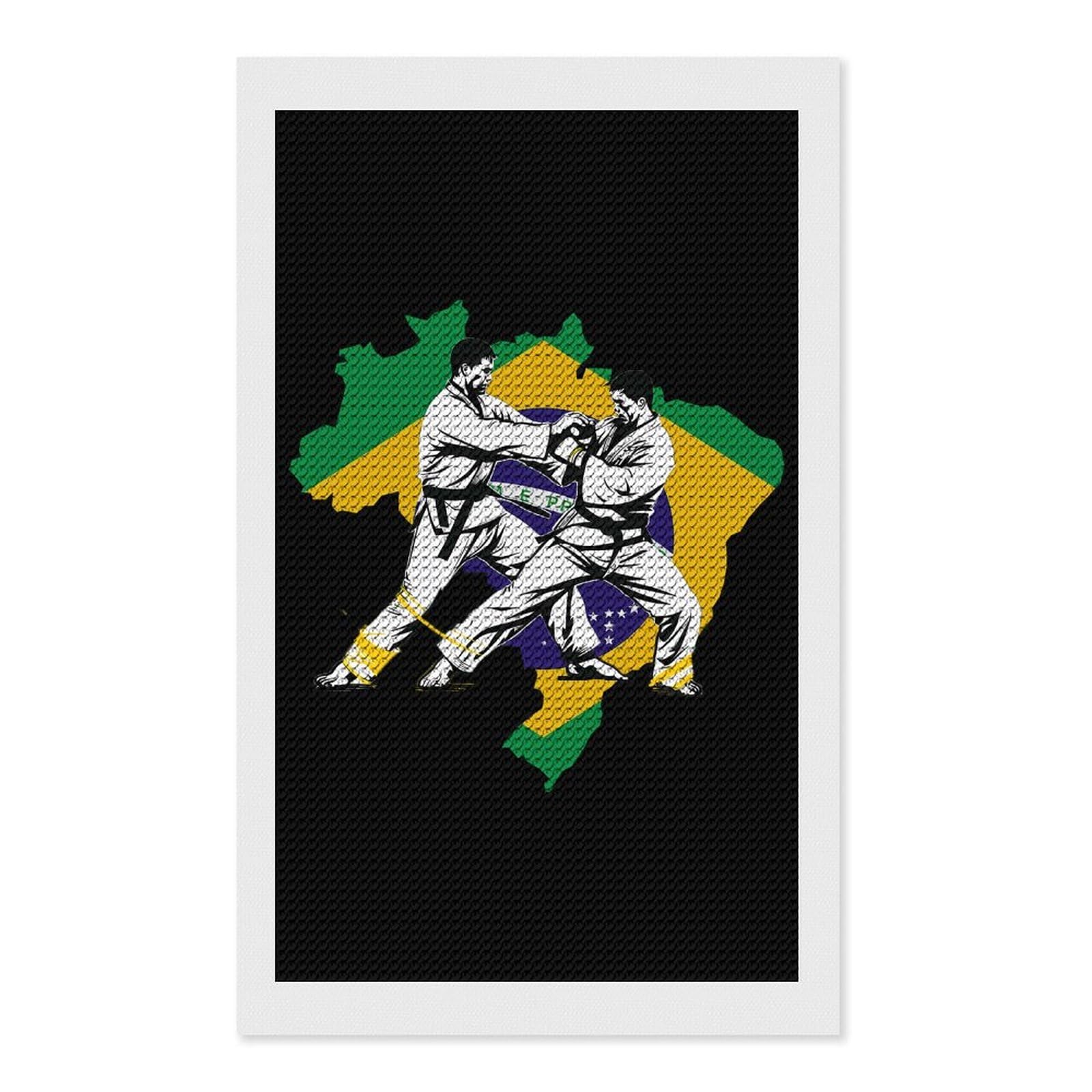 Nclqvjxzkhw Style Brazilian Jiu-Jitsu Brazil Diamond Art Painting For Adult Round Diamonds Pictures Arts Crafts Home Wall Decor 12"X20"