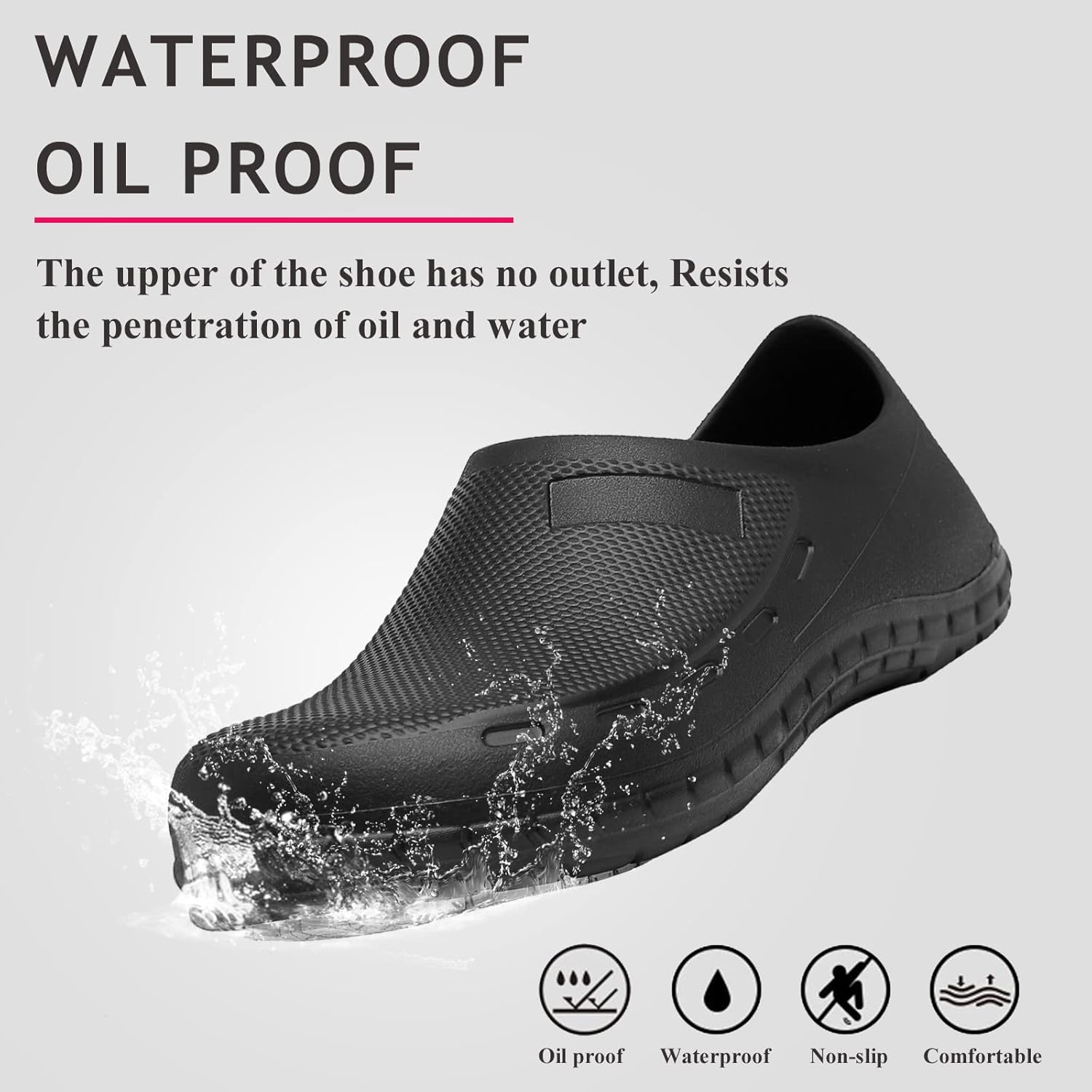 scecocrs Men Non Slip Work Shoes, Waterproof Chef Shoes, Food Service Shoes for Restaurant, Oil Resistant Kitchen Work Clogs - Image 6