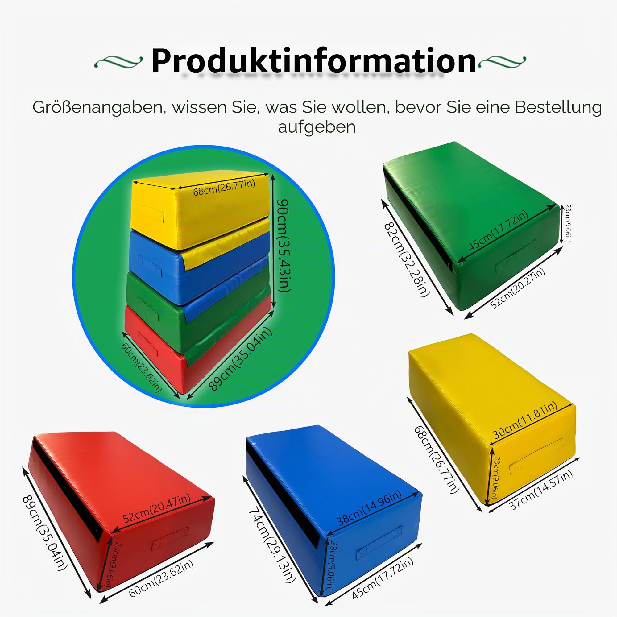 Plyometrische Box aus Schaumstoff - Zerlegbare Rutschhemmende Plyo-Boxen für Fitnessstudio & Heimtraining, Modulares Sprungbox-System für Yoga, Turnen, Taekwondo | Easy-Clea(Size:90*60*90*30cm)