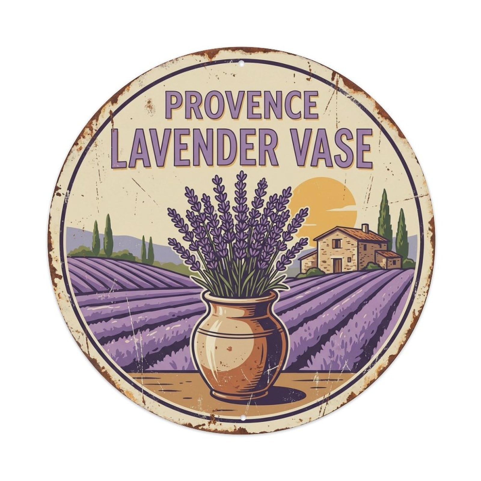 Countryside Travel Provence France Lavender Vase Metal Tin Sign