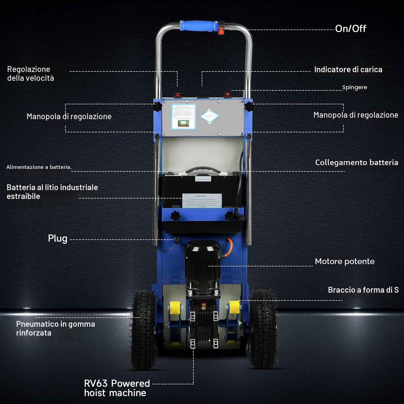 Afitdon Carrello elettrico da 1250 W, scaletta elettrica con capacità di carico di 900 lbs, scale e discese, salire le scale pesanti con corda di sicurezza e pompa ad aria per il trasporto di mobili